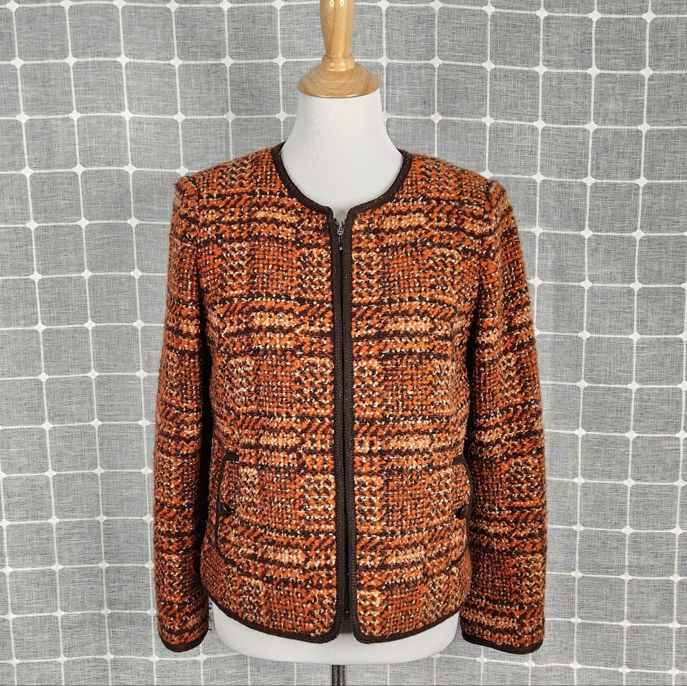 Talbots Collarless Tweed Blazer